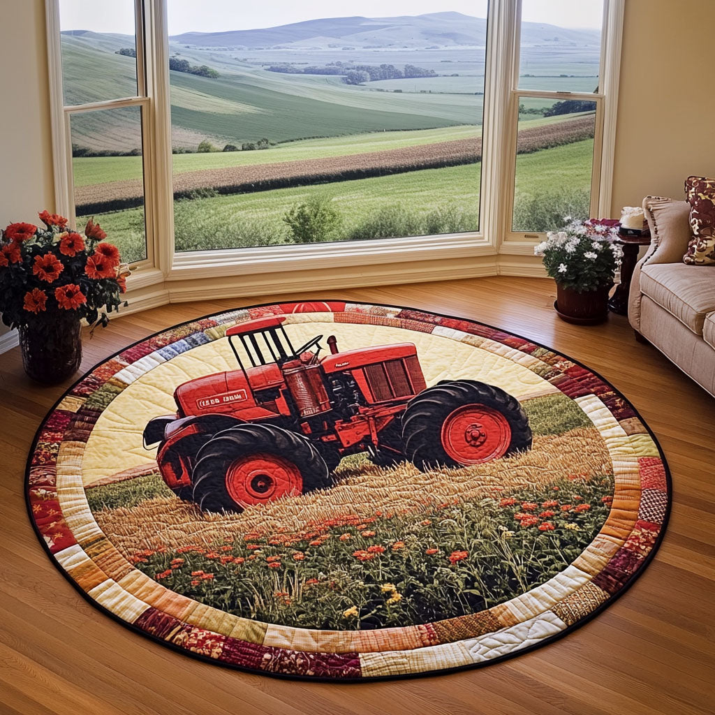 Harvest Ride Quilted Round Mat Door Entrance Decor Gifts For Farmer