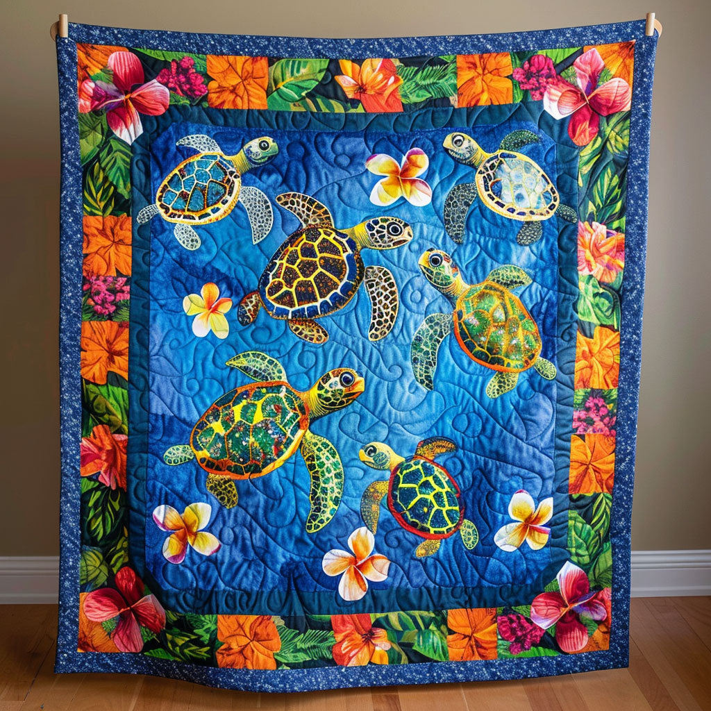 Hawaiian Turtle Dream Quilted Blanket Cool Bedroom Decor Gifts For A Turtle Lover