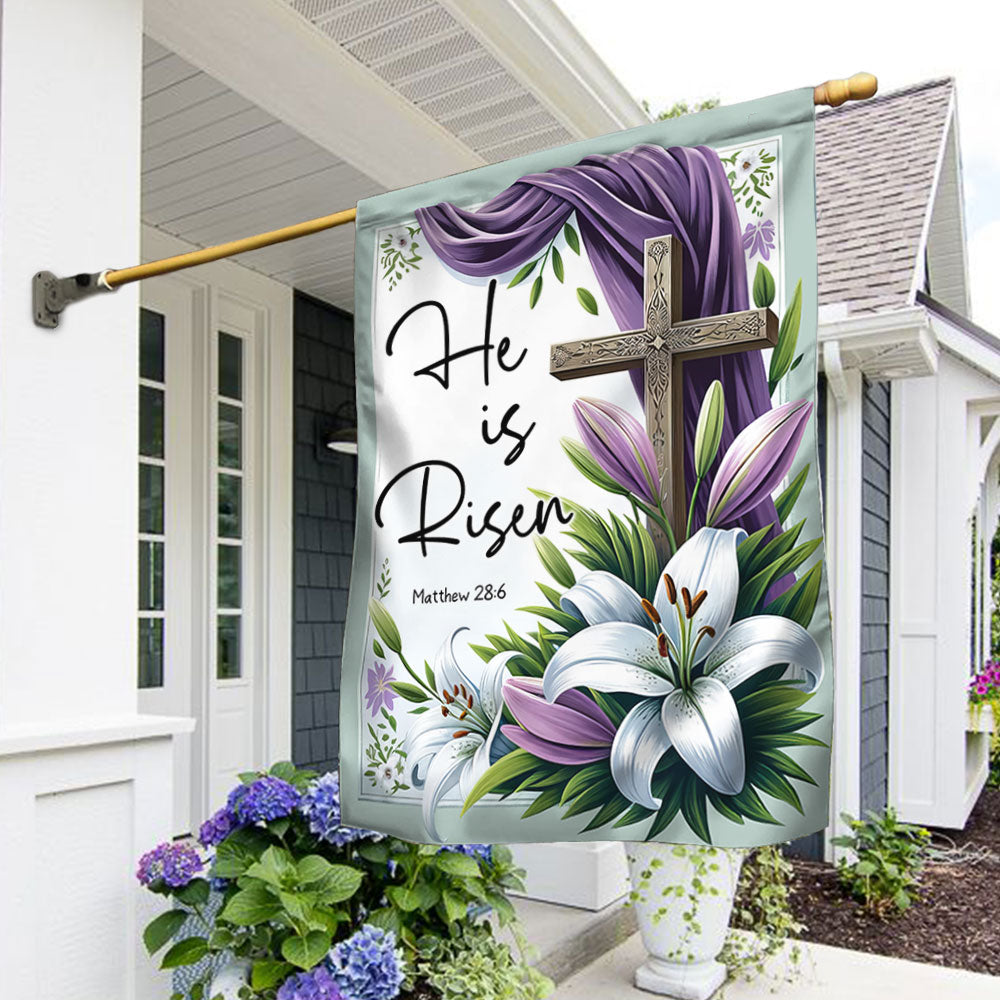 He is Risen Easter Cross Religious Flag Pastel Easter Decor Flag Gift For Men