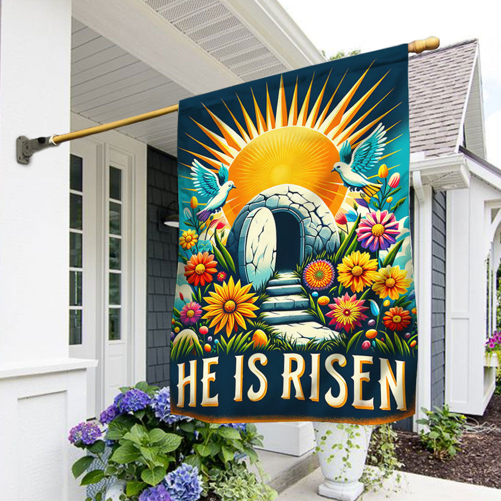 He is Risen Easter Flag Religious Easter Decor Flag Good Gifts For Husband