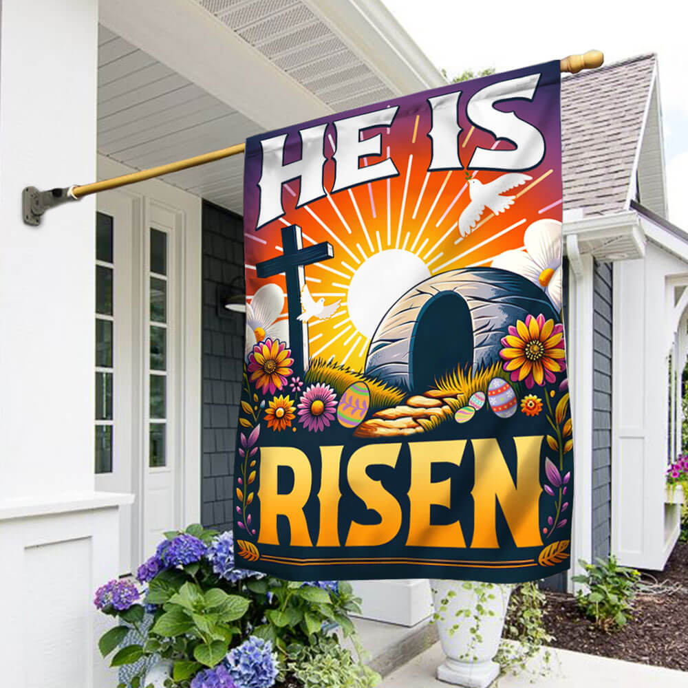 He is Risen Easter Flag Religious Easter Decor Flag Good Gifts For Men