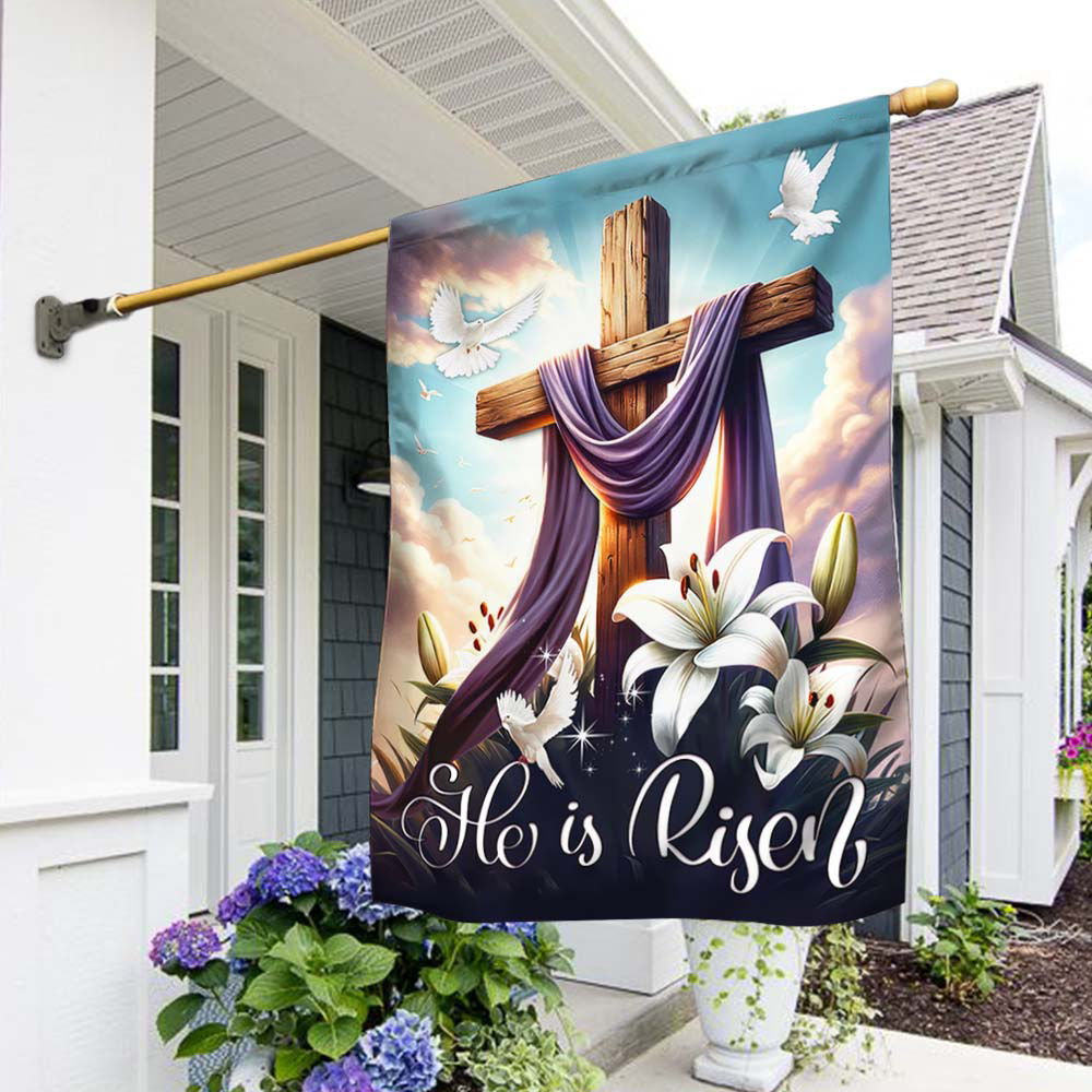 He Is Risen The Resurrection Of Jesus Easter Christian Cross Flag Outdoor Decor Flag Gift Ideas