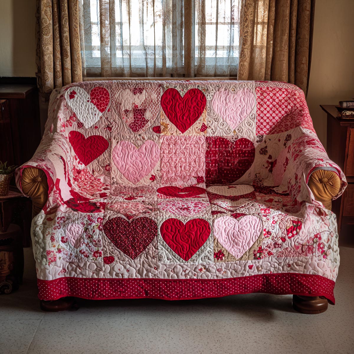 Heart Harmony Quilted Sofa Cover Furniture Covers For Sofas Family To Family Valentine Day Gift Ideas