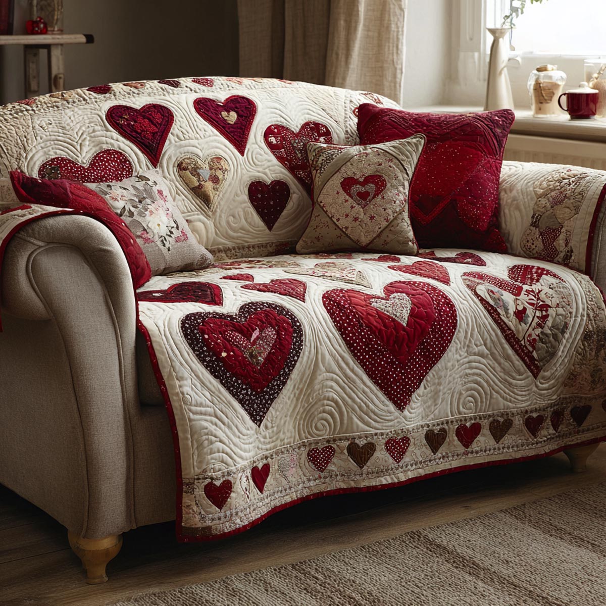 Heart Lane Quilted Sofa Cover Best Slipcovered Sofas Family Ideas For Valentine Day Gifts