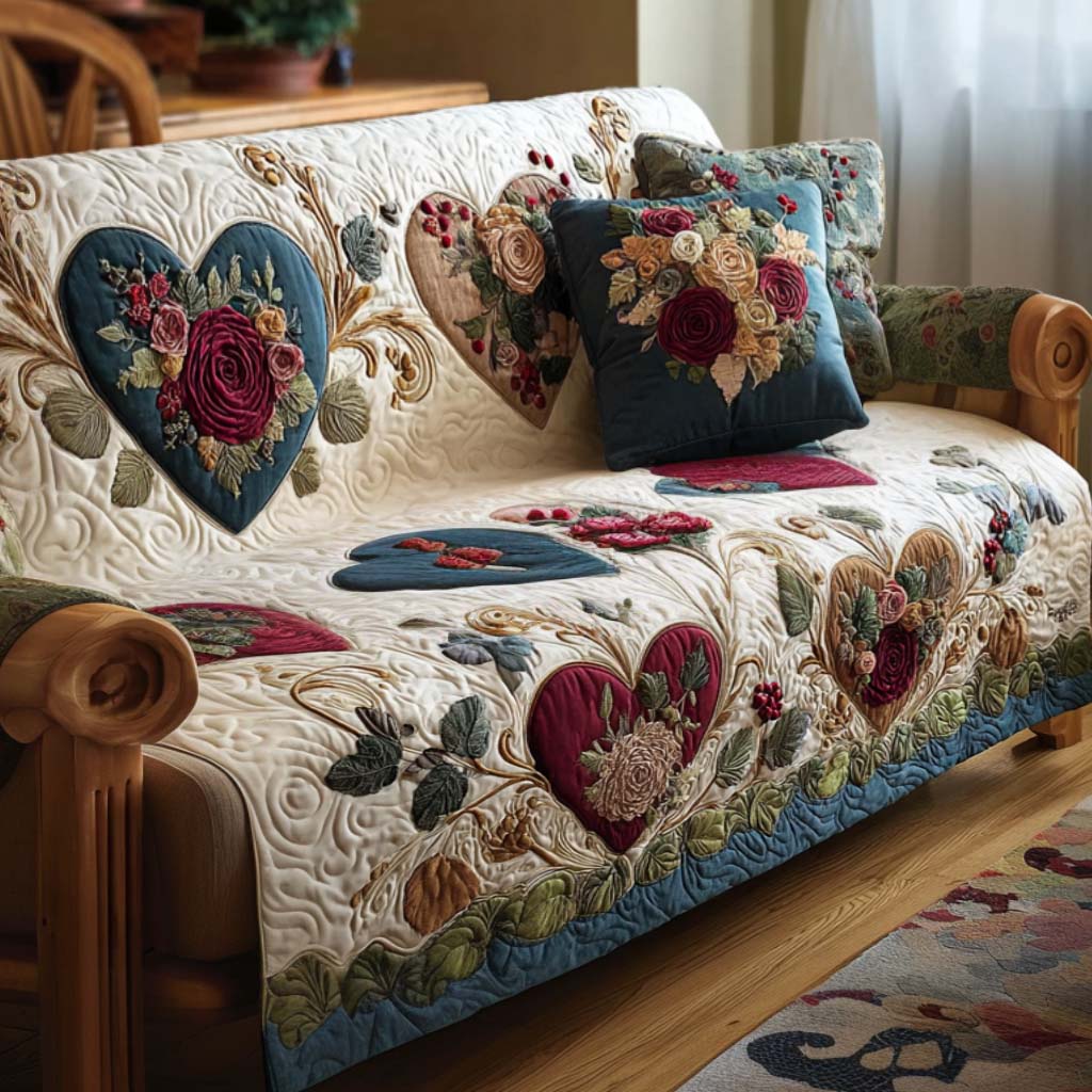 Heart Meadow Quilted Sofa Cover Best Couch Covers Valentine Day Giving Ideas For Families