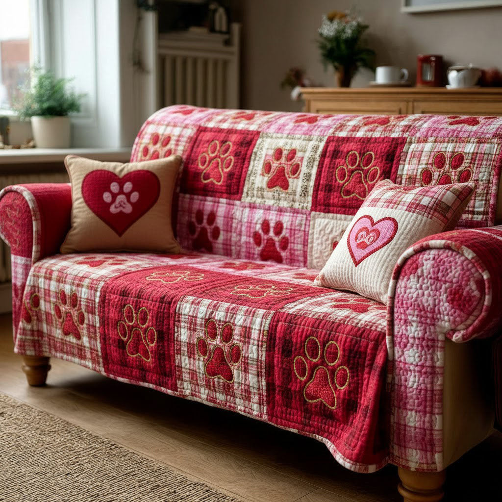 Heart Paw Quilted Sofa Cover The Best Couch Covers Gifts For People With Dogs