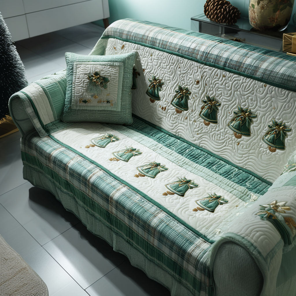 Hearthlight Holiday Quilted Sofa Cover Winter Living Room Decor Best Friend Gifts