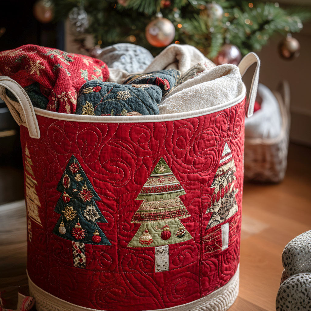 Hearthside Holiday Quilted Laundry Basket Useful Quilted Laundry Basket Gift for Housewarming
