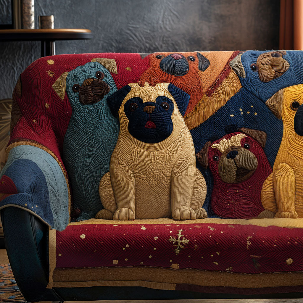 Hearthside Pugs Quilted Sofa Cover Santa Sofa Cover Christmas Gifts For Pug Lovers