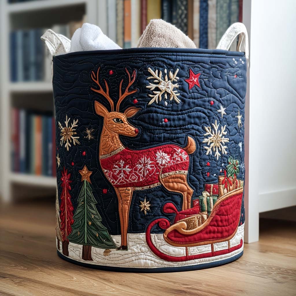Hearthside Stag Quilted Laundry Basket Modern Quilted Laundry Basket Gift for Stylish Homes