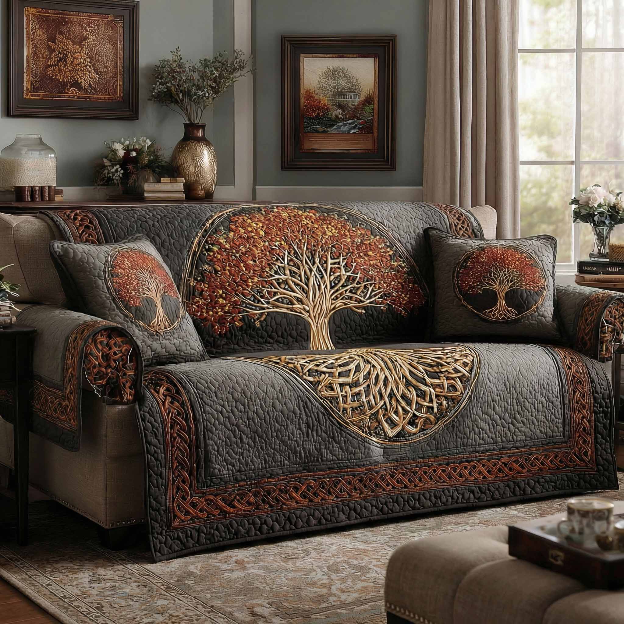 Hearthwood Circle Quilted Sofa Cover Slipcover Sofa Tree Of Life Gifts For Her