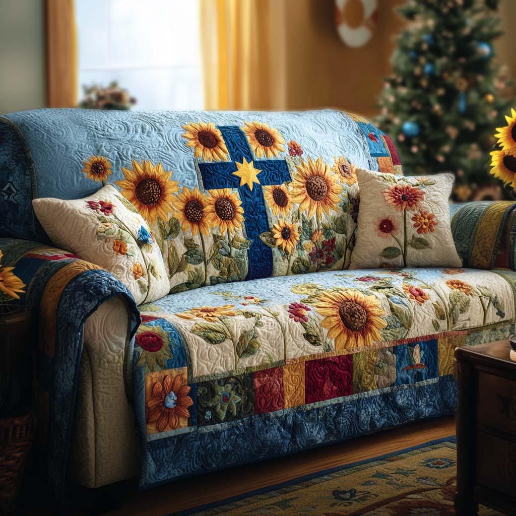 Heavenly Crosslight Quilted Sofa Cover Cool Couch Covers Christian Graduation Gifts
