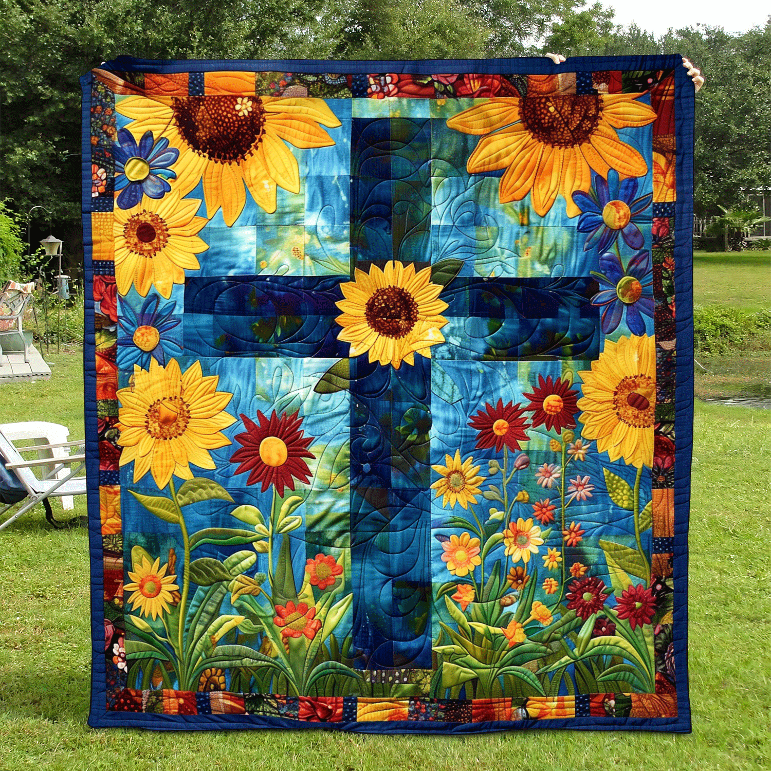 Heavenly Garden Quilted Blanket Comforter Sets Queen Christian Gifts For Men