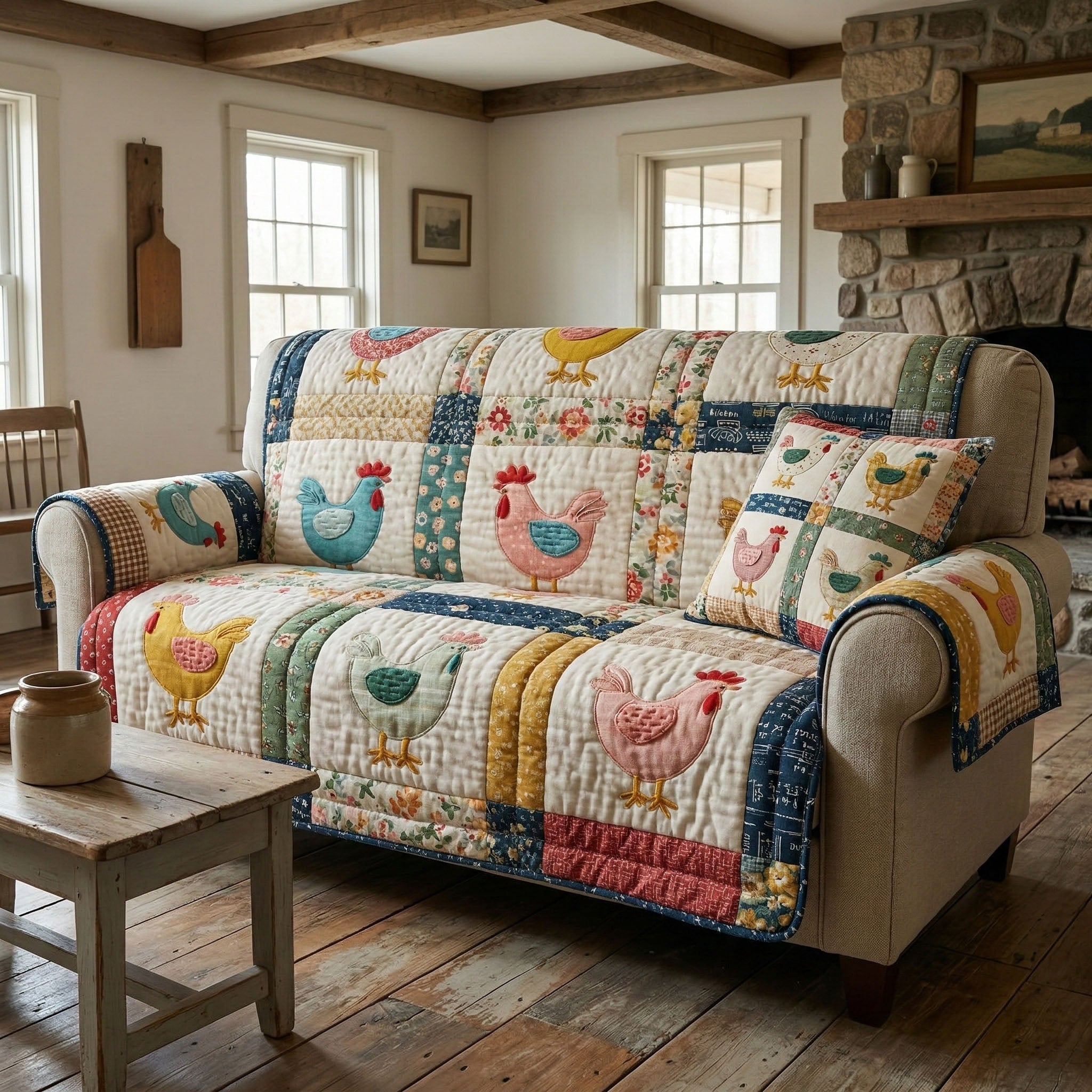 Heirloom Rooster Quilted Sofa Cover Beautiful Sofa Covers Chicken Related Gifts