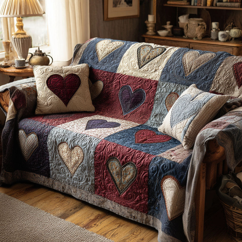Heritage Love Quilt Quilted Sofa Cover Living Room Decor Good Valentine'S Gifts