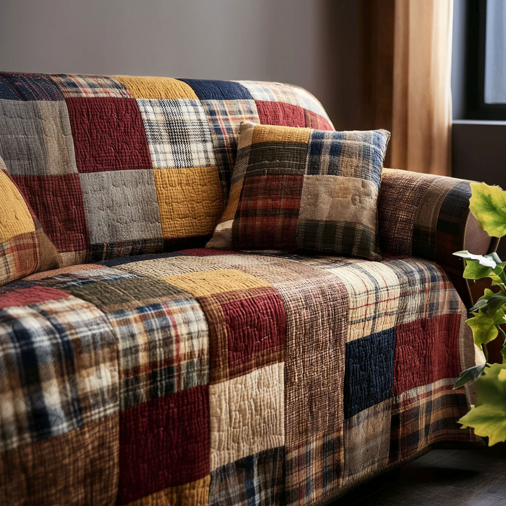 Heritage Patch Quilted Sofa Cover Best Slip Cover Sofa Good Father's Day Presents