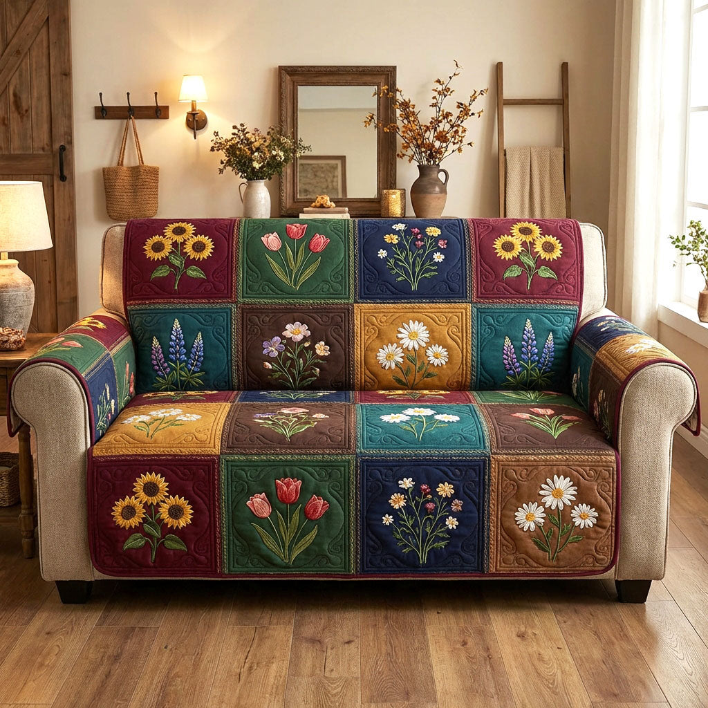 Heritage Patch Quilted Sofa Cover Sofa Seat Protector Gifts For Mother In Law