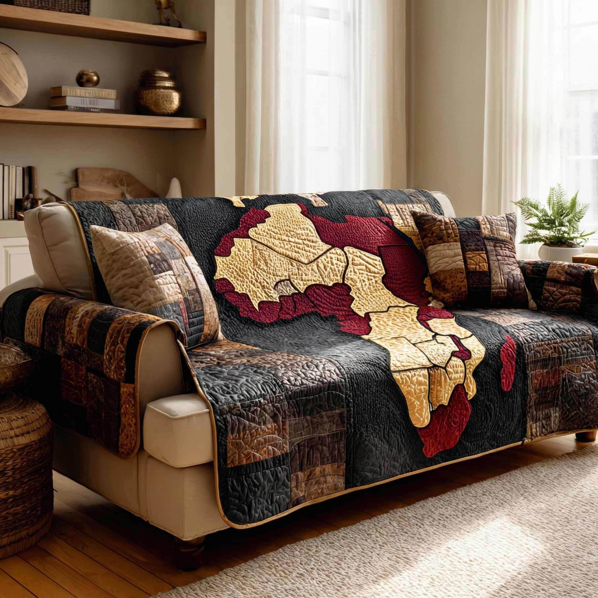 Heritage Roots Quilted Sofa Cover Sofa Couch Cover Best African American Gifts