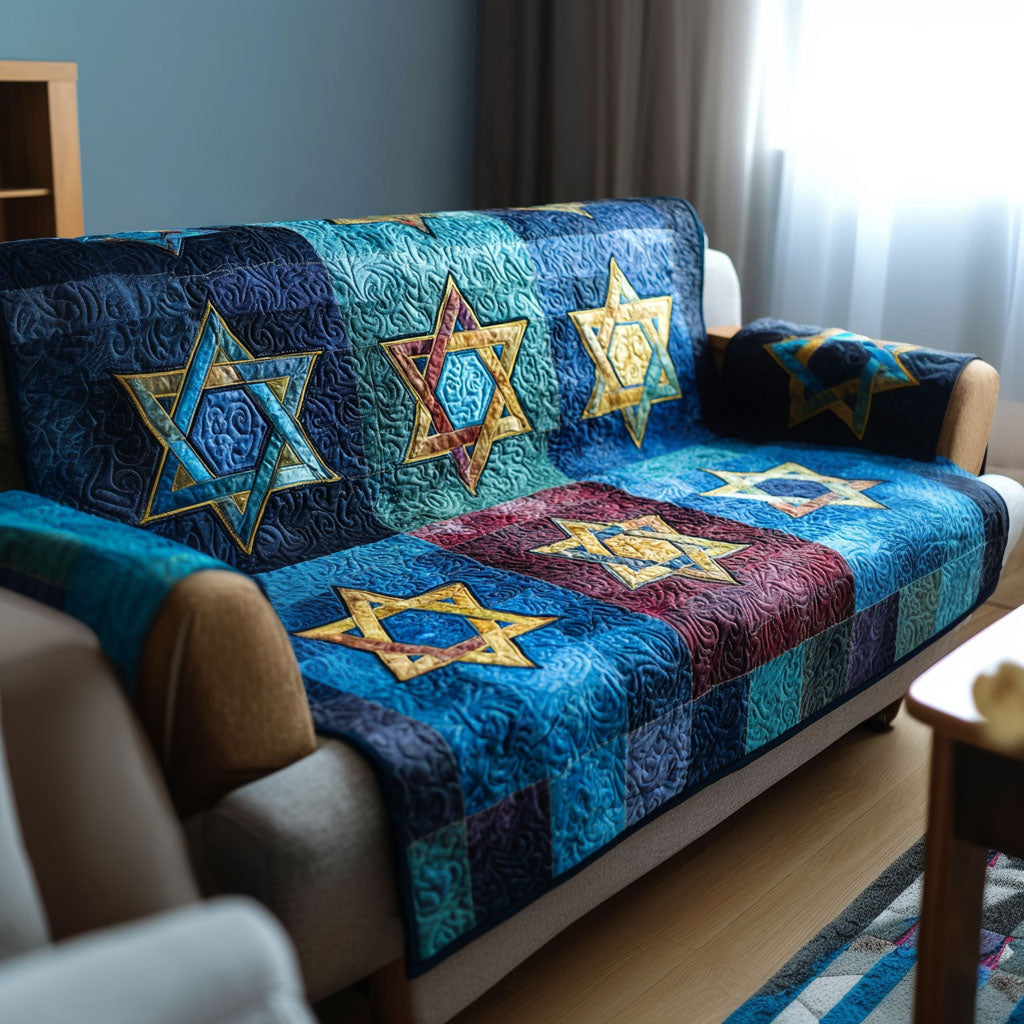 Heritage Star Quilted Sofa Cover Nice Couch Covers Jewish Gifts For Dad