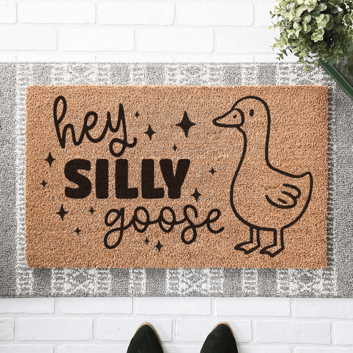 Hey Silly Goose Doormat Funny Goose Welcome Mat Housewarming Gift For Goose Lovers