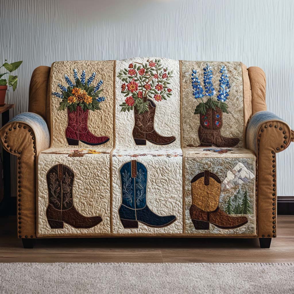 Hideout Spot Quilted Sofa Cover Living Room Decor Cowboy Gifts For Her