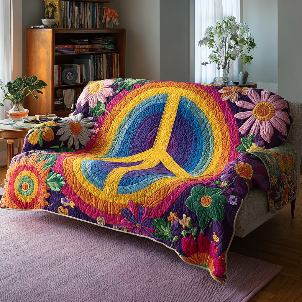Hippie Garden Quilted Sofa Cover Couch Protector Birthday Presents For Hippies