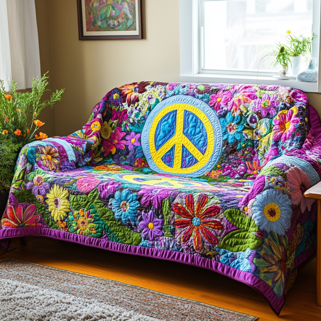 Hippie Garden Quilted Sofa Cover Living Room Theme Ideas Hippie Gift Ideas