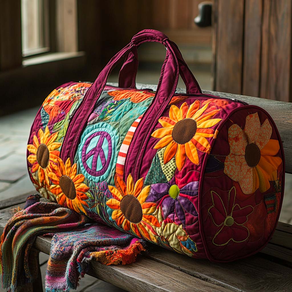 Hippie Glow Quilted Duffle Bag Cute Duffel Bags Women Christmas Gifts For Hippie Mom