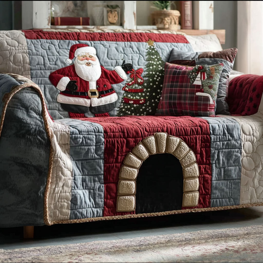 Holiday Chimney Charm Quilted Sofa Cover The Best Sofa Slipcovers Great Book Presents