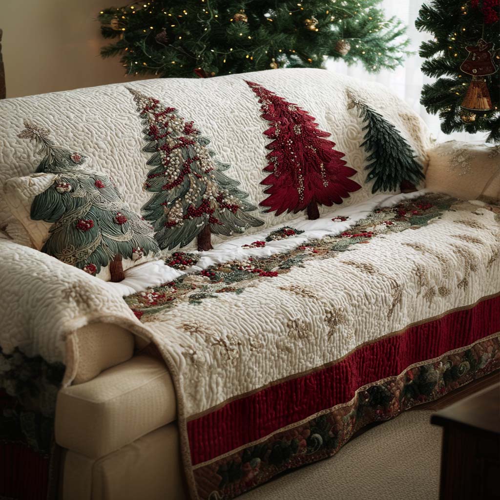 Holiday Evergreen Quilted Sofa Cover Couch Cushion Covers Christmas Sister In Law Gifts