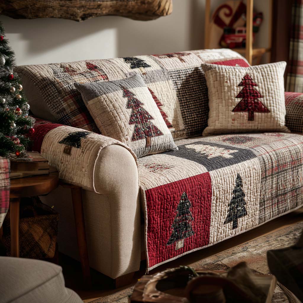 Holiday Greenery Quilted Sofa Cover Best Slipcovered Sofas Christmas Gift Sets