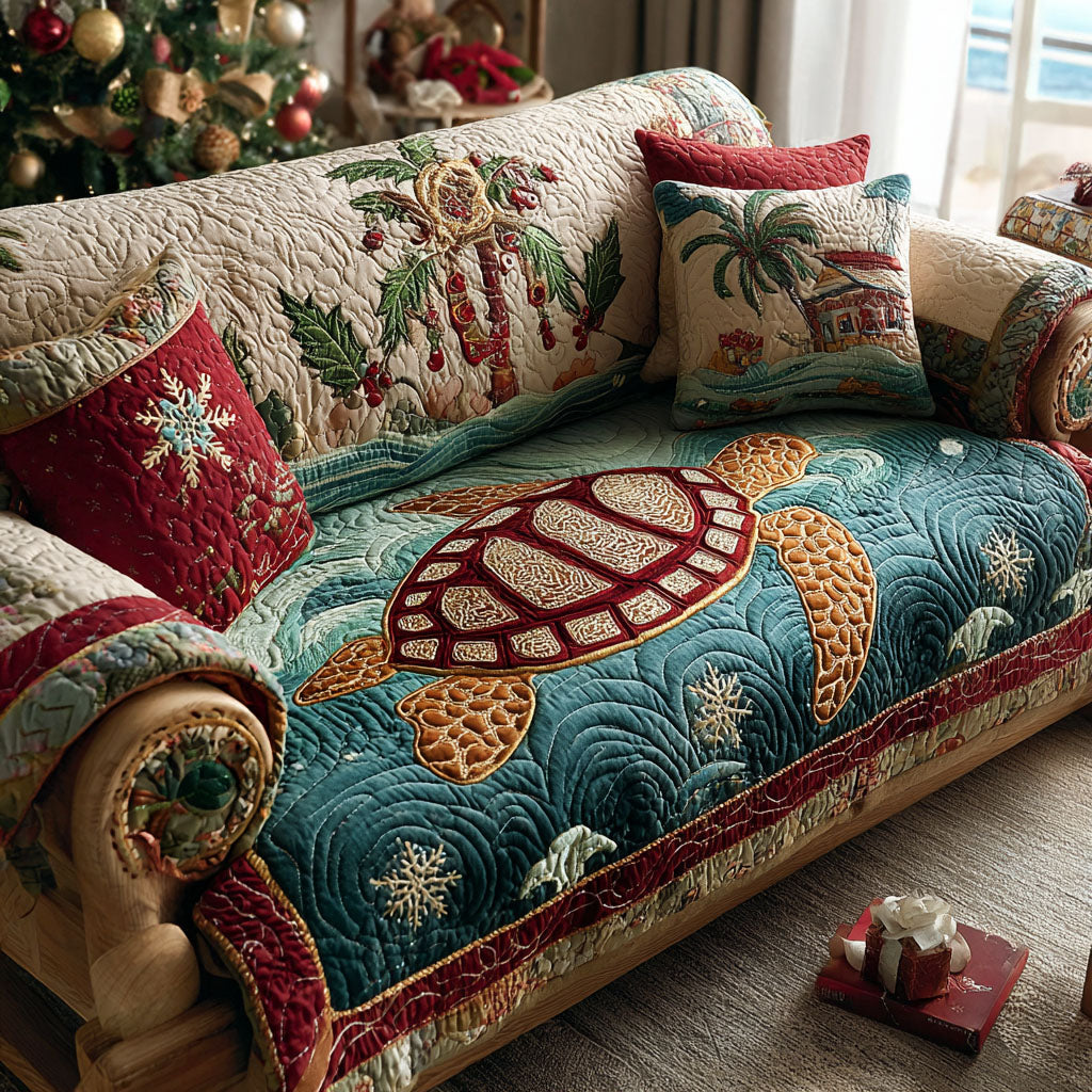 Holiday Turtle Bay Quilted Sofa Cover Christmas Sofa Cover Sea Turtle Gift Ideas For Her