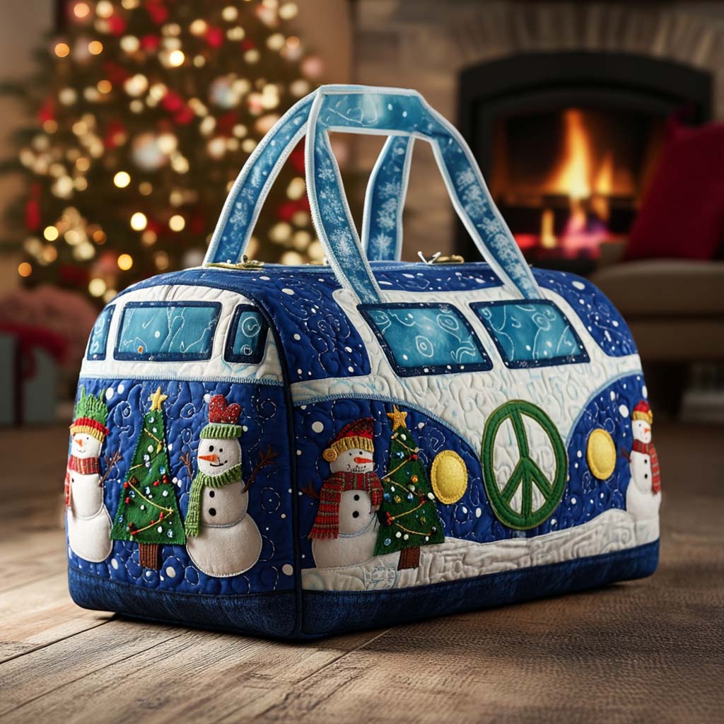 Holiday Van Vibes Quilted Duffle Bag Cute Womens Duffle Bag Christmas Gifts For Grandma