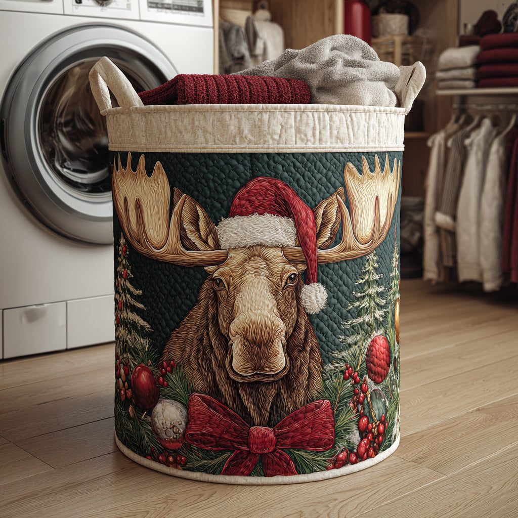 Holly Moose Quilted Laundry Basket Elegant Quilted Laundry Tote Gift for Daily Organization