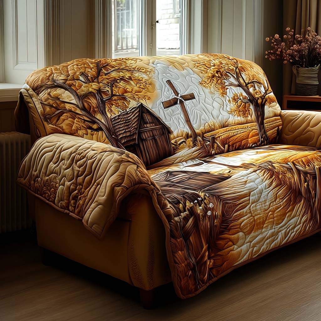 Holy Cross Sign Quilted Sofa Cover Nice Couch Covers Christian Gifts For Men