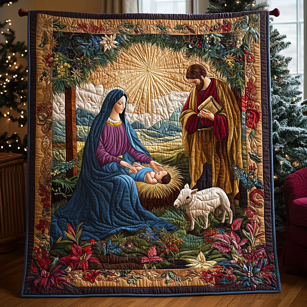 Holy Infant Quilted Blanket Christmas Bedding Duvet Cover Christmas Present Ideas