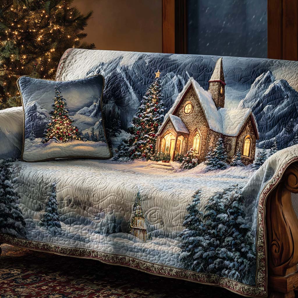 Holy Night Chapel Quilted Sofa Cover Sofa Throw Covers Family Xmas Gift Baskets