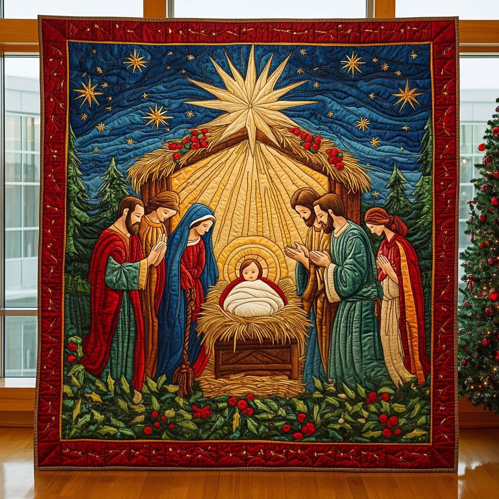 Holy Night Nativity Christmas Quilt Blanket Holiday Faith Based Christian Christmas Gifts
