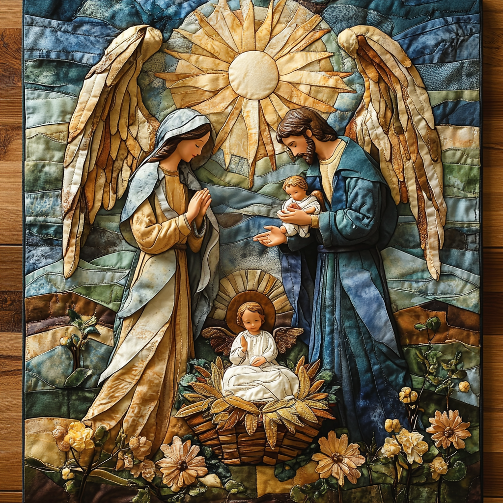 Holy Night Quilted Blanket Christmas Bed Sheets Best Holiday Gifts