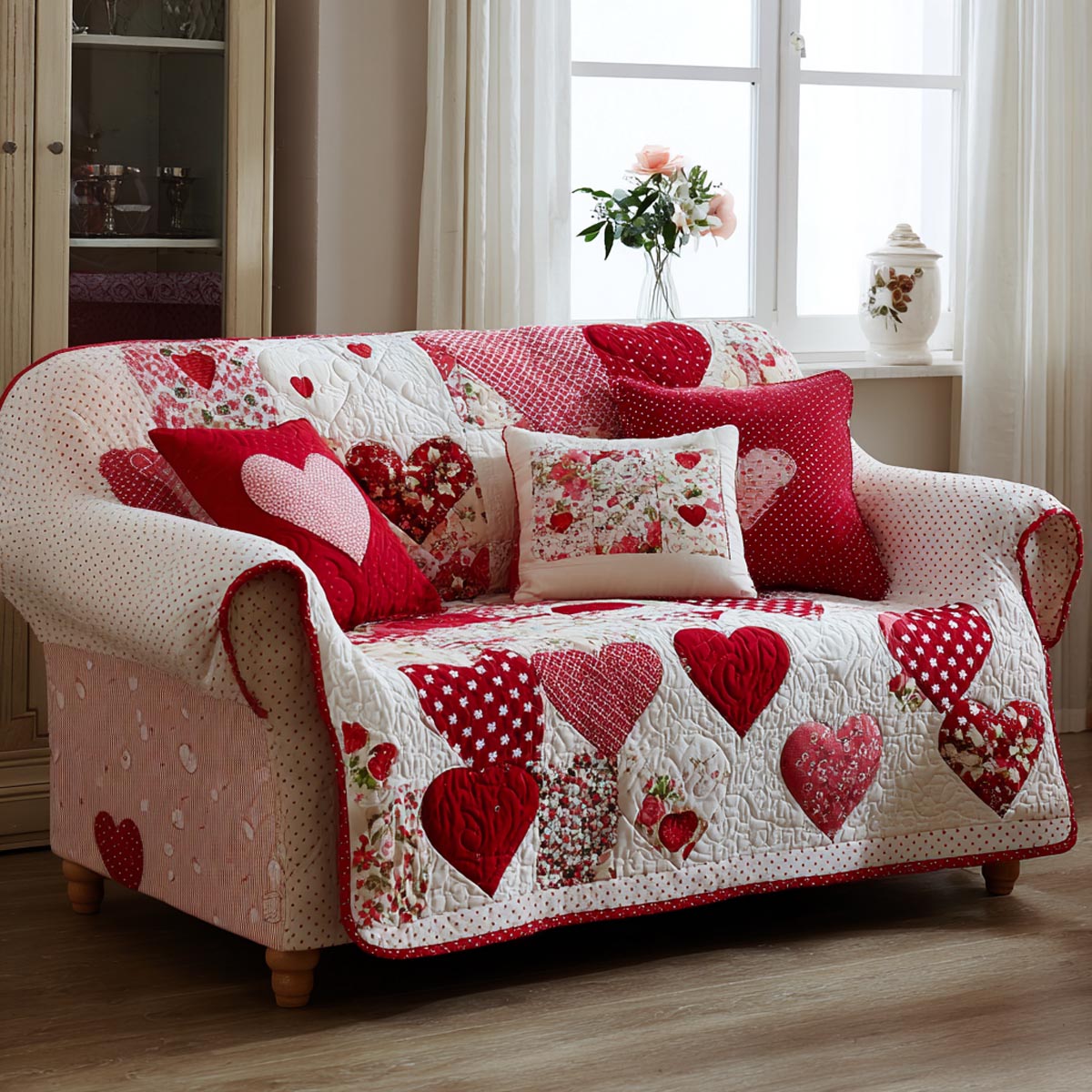 Home Of Hearts Quilted Sofa Cover Good Sofa Covers Family Valentine Day Present Ideas
