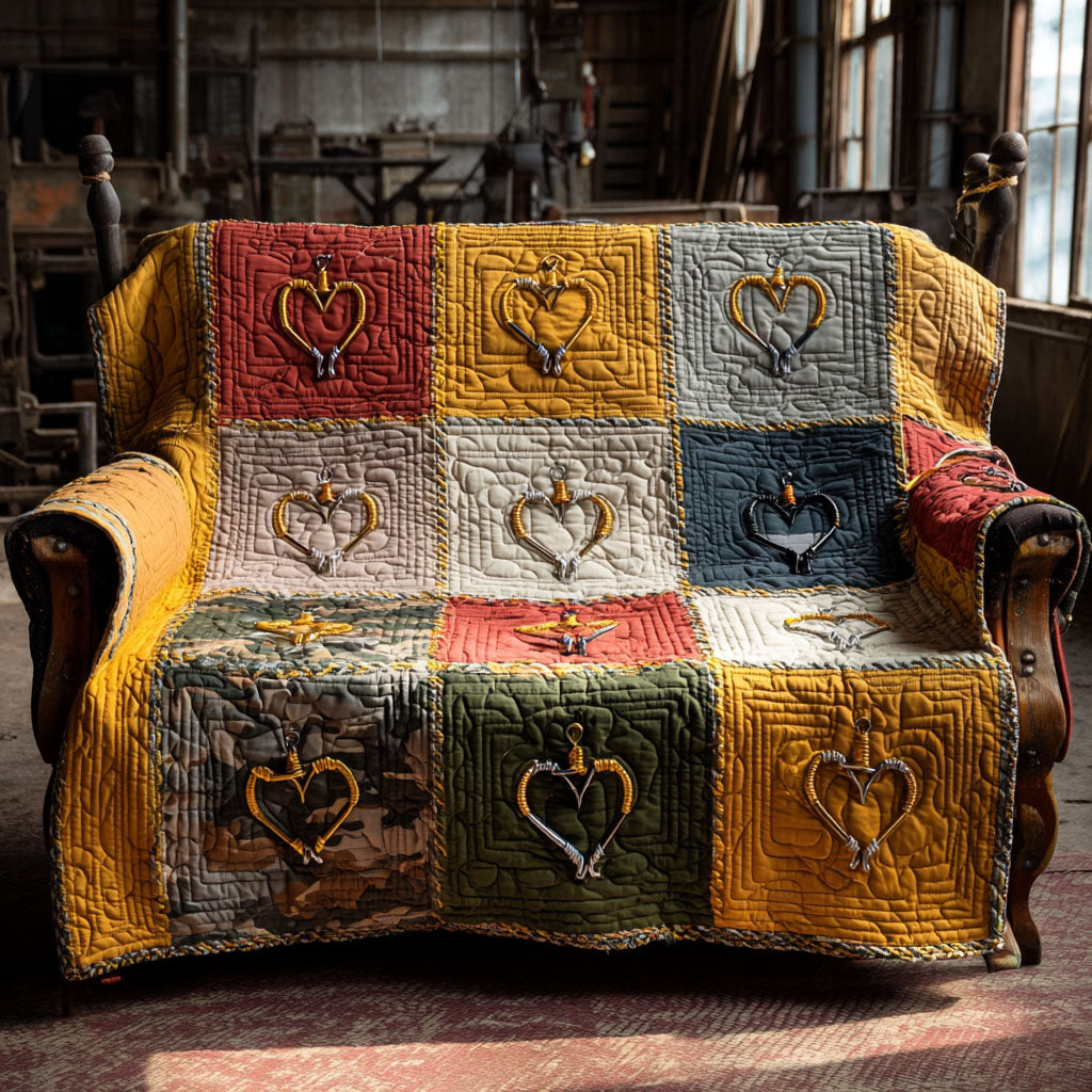 Hook and Line Heritage Quilted Sofa Cover Living Room Decorations Best Father's Day Gifts For Dad