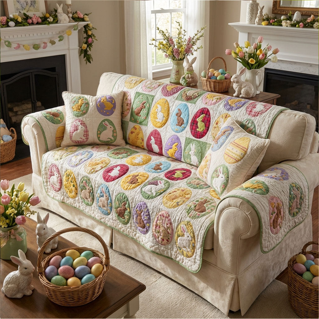 Hop Into Bloom Quilted Sofa Cover Couch And Loveseat Covers Cute Easter Gifts