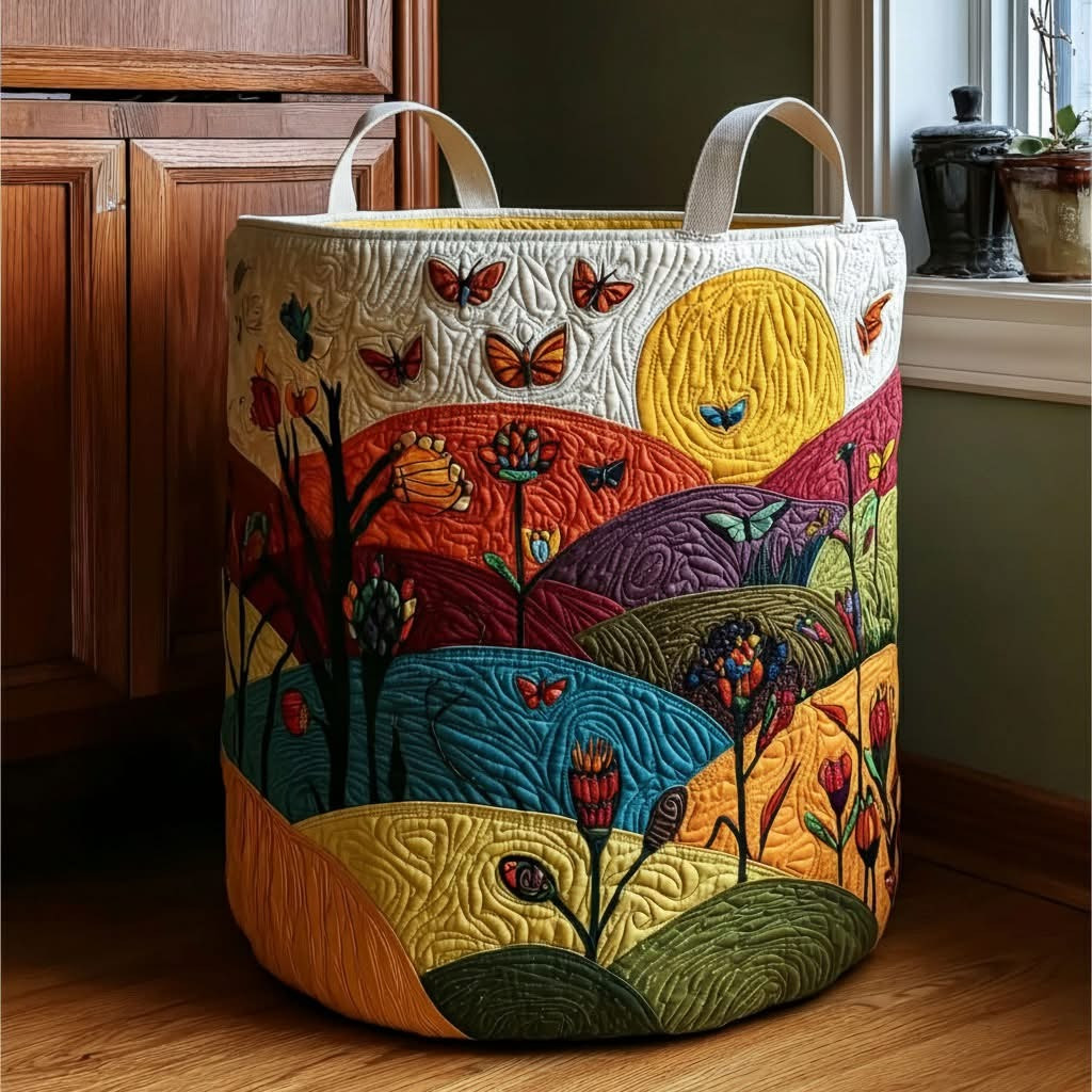 Horizon Wings Quilted Laundry Basket Whimsical Storage Basket Best House Warming Gift
