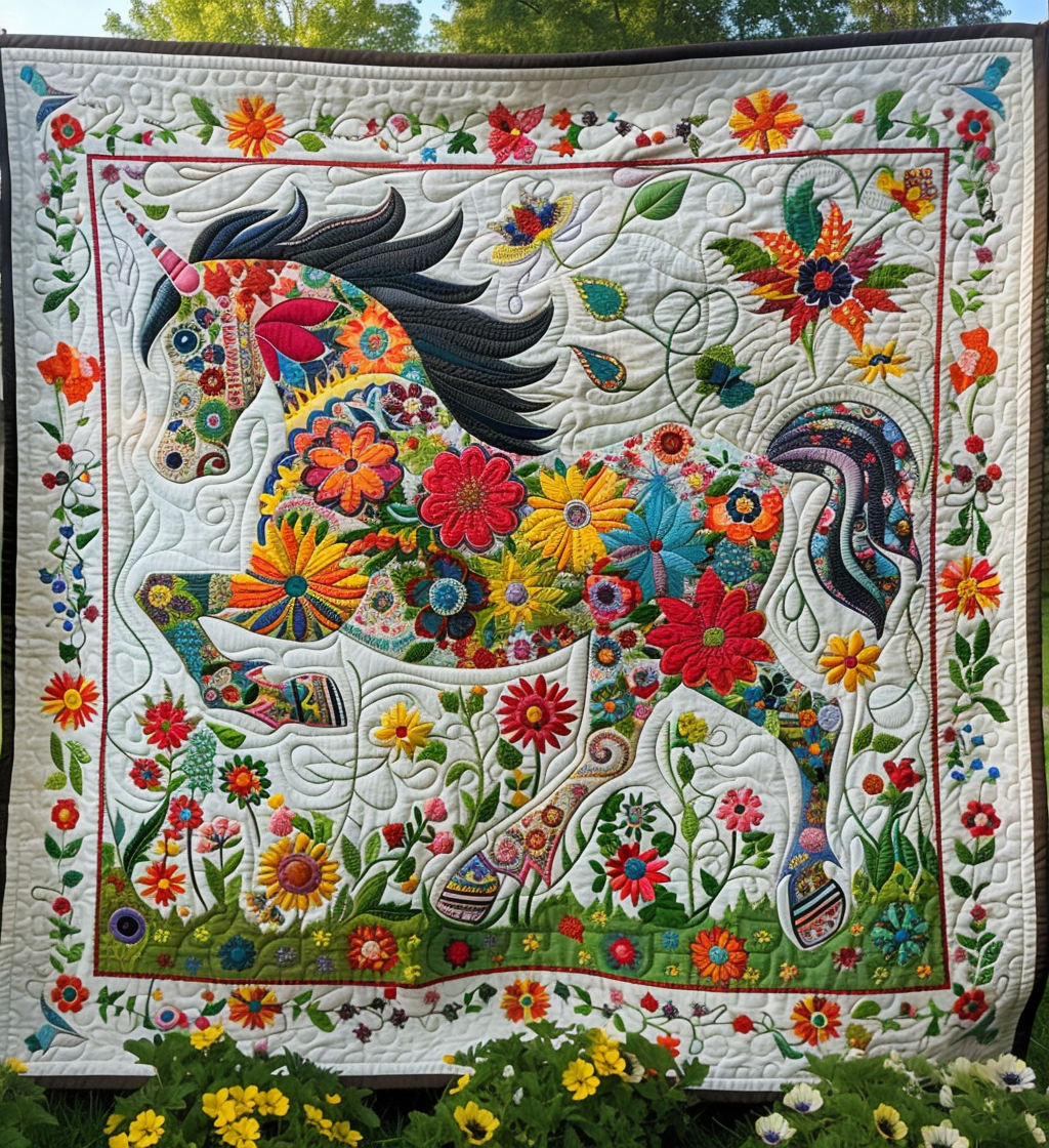 Horse Garden Quilted Blanket Bed Decor Ideas Father's Day Presents From Daughter