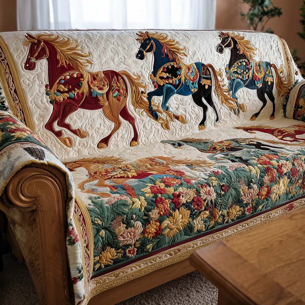 Horse Meadows Quilted Sofa Cover The Best Couch Slipcovers Horse Gifts For Women