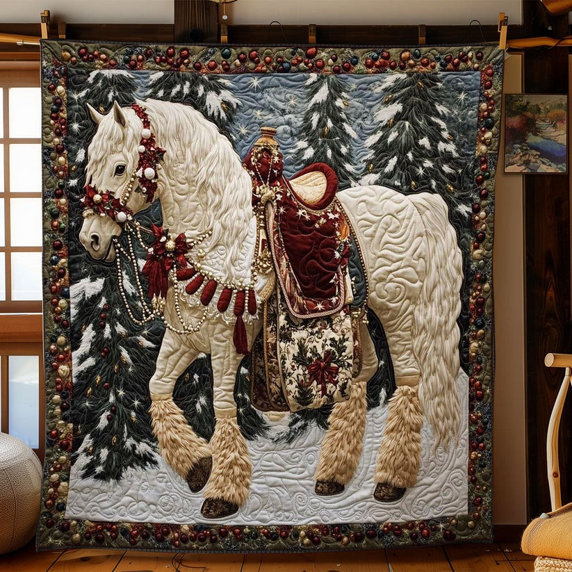 Horse Royal Christmas Quilt Blanket Holiday Home Decor Gift Ideas For Horse Lovers