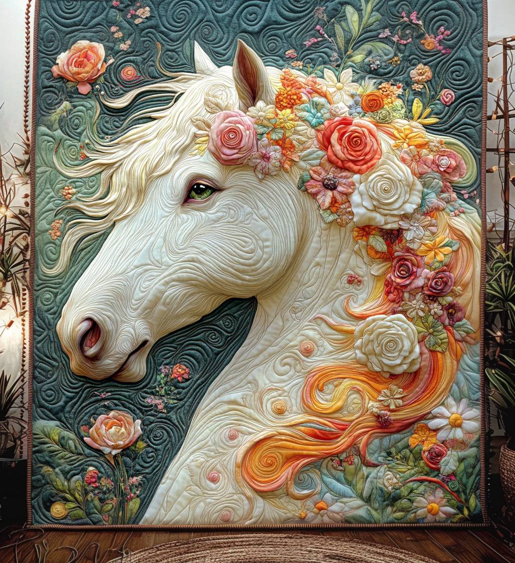 Horse Serenade Quilted Blanket Cozy Bedroom Decor Awesome Father's Day Gifts