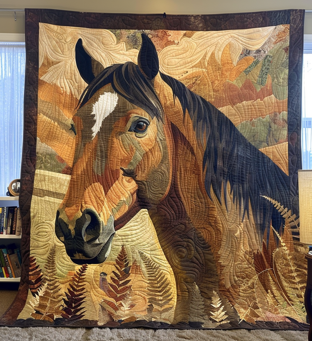Horse Serenity Quilted Blanket Bedspreads Birthday Presents For Dad