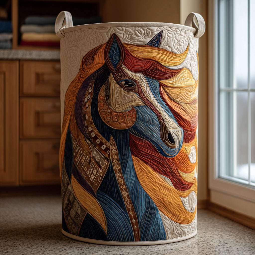 Horse Spirit Quilted Laundry Basket Wild Horse Washing Basket Gift For Him