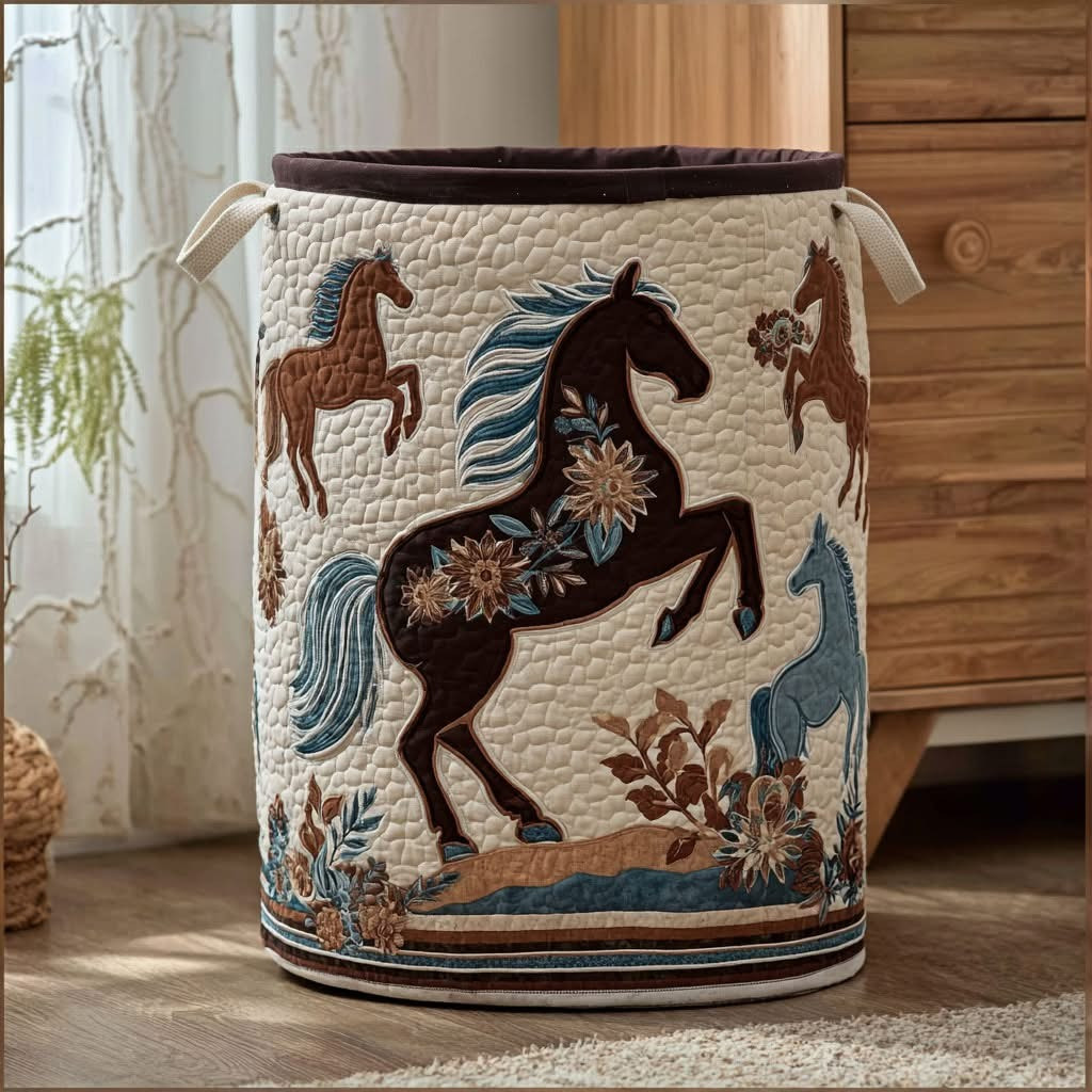 Horse Wild Mesa Reverie Quilted Laundry Basket Storage Basket Gifts Ideas For Horse Lovers